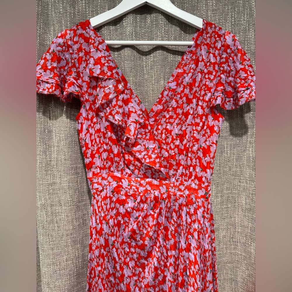 Tanya Taylor Red and White Ruffled Maxi Dress - Picture 5 of 7